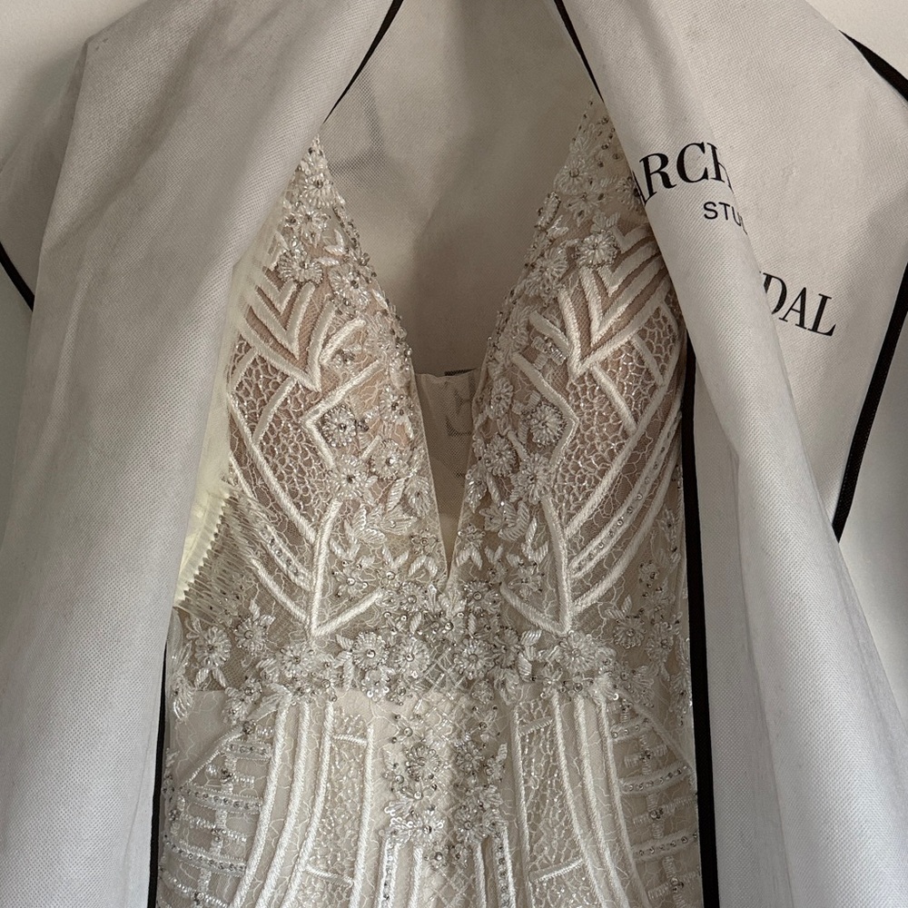 Badgley Mischka Ivory Embellished Gown